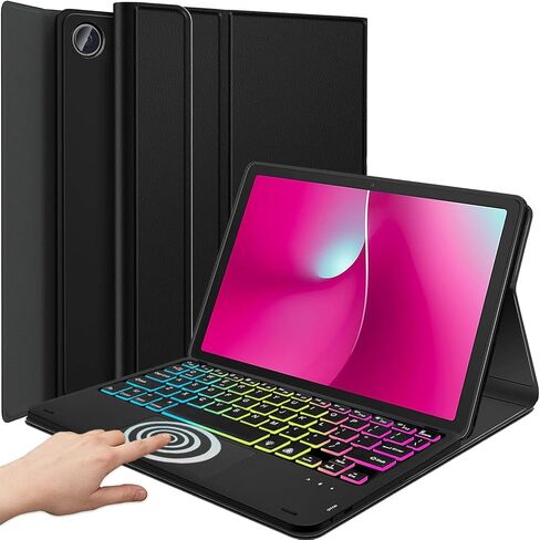 Backlit Touchpad Keyboard Case for T-Mobile REVVL Tab 2 Tablet 10.1 Inch 2025, 3-Zone Backlit Wireless Trackpad Keyboard with Protective Slim Stand Case for 10.1" T-Mobile Revvl Tab 2 5G in Kuwait