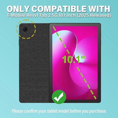 Backlit Touchpad Keyboard Case for T-Mobile REVVL Tab 2 Tablet 10.1 Inch 2025, 3-Zone Backlit Wireless Trackpad Keyboard with Protective Slim Stand Case for 10.1" T-Mobile Revvl Tab 2 5G in Kuwait