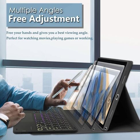 Backlit Touchpad Keyboard Case for T-Mobile REVVL Tab 2 Tablet 10.1 Inch 2025, 3-Zone Backlit Wireless Trackpad Keyboard with Protective Slim Stand Case for 10.1" T-Mobile Revvl Tab 2 5G in Kuwait