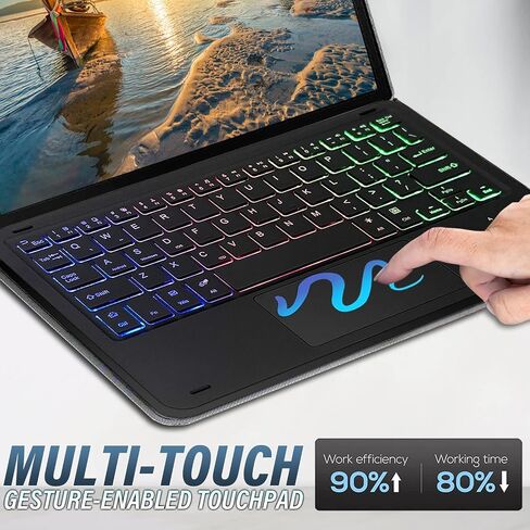 Backlit Touchpad Keyboard Case for T-Mobile REVVL Tab 2 Tablet 10.1 Inch 2025, 3-Zone Backlit Wireless Trackpad Keyboard with Protective Slim Stand Case for 10.1" T-Mobile Revvl Tab 2 5G in Kuwait