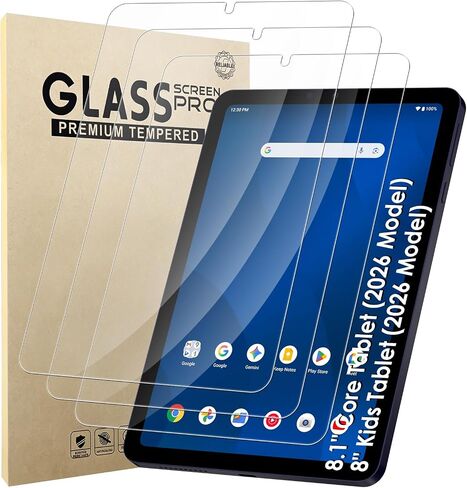 3 Pack Screen Protector Compatible with Onn 8.1" Core Tablet (2026 Model) / Onn 8" Kids Tablet (2026 Model), 9H Hardness Tempered Glass, HD Clear, Anti-Scratch in Saudi Arabia