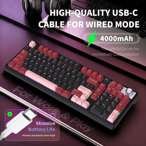 لوحة مفاتيح لاسلكية، لوحة مفاتيح بلوتوث هادئة لأجهزة الكمبيوتر المحمول RGB مع مقبض in Kuwait