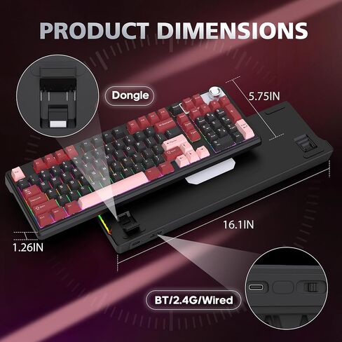 لوحة مفاتيح لاسلكية، لوحة مفاتيح بلوتوث هادئة لأجهزة الكمبيوتر المحمول RGB مع مقبض in Kuwait