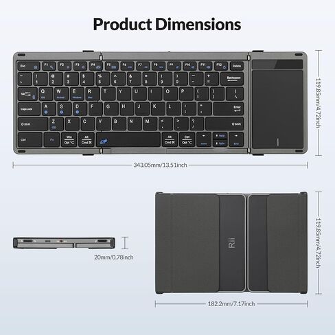 Rii RK809Pro Foldable Bluetooth Keyboard with Touchpad in Saudi Arabia