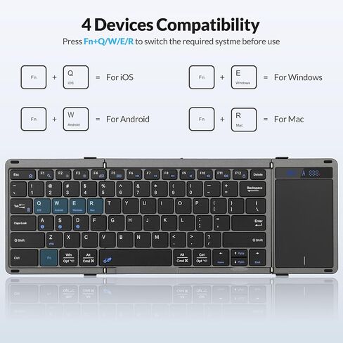 Rii RK809Pro Foldable Bluetooth Keyboard with Touchpad in Saudi Arabia