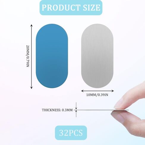 Metal Plates for Phone Magnet Car Mount Holder, 32PCS 20*10MM Universal Replacement Sticker with Strong Adhesive Backing, Rectangular Metal Stickers for Back of Phones Crafts Wall Tablets GPS in Saudi Arabia