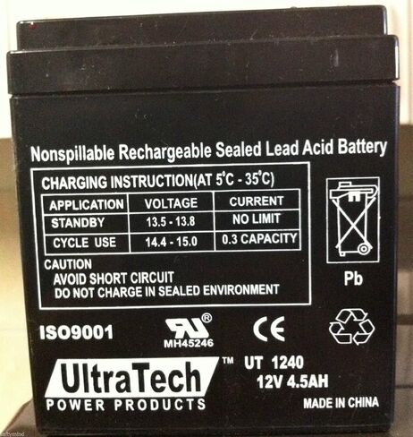 UltraTech UT-1240 12V, 4.5Ah Sealed Lead Acid Alarm Battery UT1240 ISO9001 (2 Pack) in Saudi Arabia