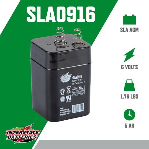 Interstate Batteries SLA Battery 6V 5Ah AGM VRLA (Spring Terminal) SLA0916 in Saudi Arabia