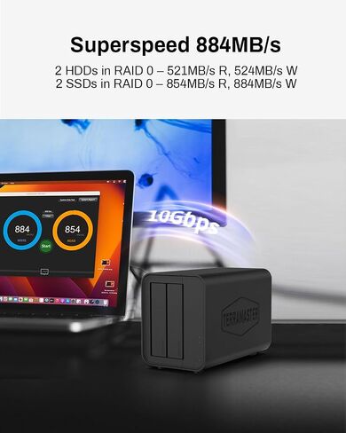 TERRAMASTER D2-320 + D1 SSD Pro - 2Bay 10Gbps USB HDD Storage + 1Bay 80Gbps M.2 NVMe SSD Enclosure in Saudi Arabia