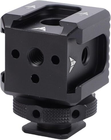 Camera Cold Shoe Mount Adapter, Triple Cold Shoe Mount with 1/4 Inch Screw Hole Locating Hole for Fill Light Display Microphone DSLR Camera Accessories in Saudi Arabia