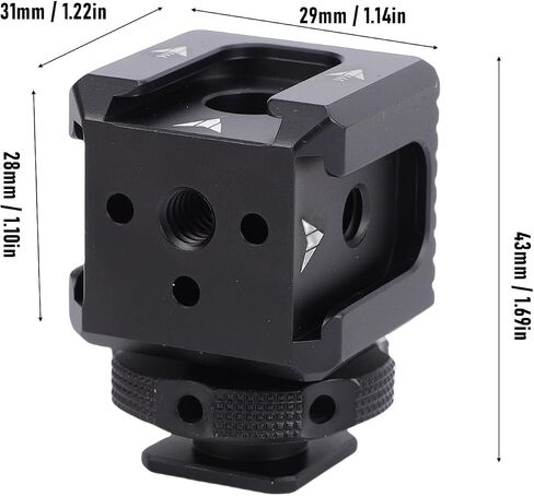 Camera Cold Shoe Mount Adapter, Triple Cold Shoe Mount with 1/4 Inch Screw Hole Locating Hole for Fill Light Display Microphone DSLR Camera Accessories in Saudi Arabia