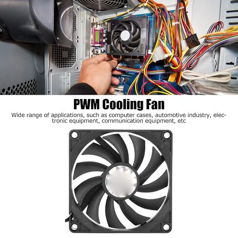 Cooling Fan, 80 x 80 x 10mm Computer Case Cooler Fan, 4pin PWM Silent Computer Fan, Ultra Thin Computer Case Fan Chassis Fan with Screw Bag for Computer Chassis in Kuwait