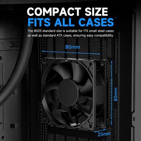 80mm Case Fan, 4-Pin PWM Fan, Computer Case Fans, 80mm Fan Silent PC Fans in Kuwait