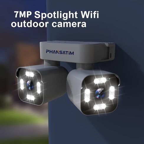 2-in-1 Dual Lens 7MP WiFi Security Camera Outdoor,Dual Cam Wide Angle View with LED Spotlight,Full Color Night Vision,Human Detection Two-Way Audio,Wired Plug-in Home Surveillance Camera in Kuwait