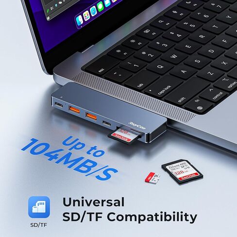 RayCue USB C Adapter for MacBook Pro/Air M1 M2 2023 2022 2021 13" 15" 16", 6 in 2 MacBook Pro Accessories with 10Gbps 2*USB 3.2, 10Gbps USB C Data Transfer, SD/TF Card Reader, and Thunderbolt 3 Port in Kuwait