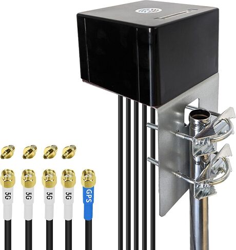Maswell Cellular Antenna 600MHz~8.0GHz 4X4 MIMO 5G and GNSS Antenna 4G 3G LTE WiFi6E UWB Screw Mount L Plate Mount SMA Male Waterproof Cubic Outdoor Antenna with Medium gain,(XL) in Saudi Arabia