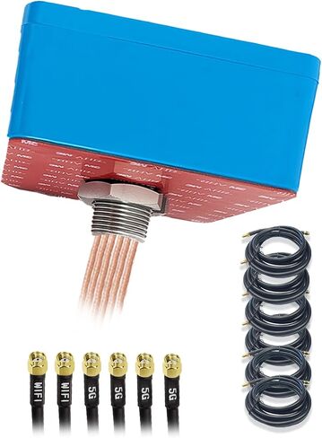 Maswell 6 Combo 5G 4X4 MIMO WIFI7 2X2 MIMO 700-6000MHz 6 in 1 Antenna Cellular 5G 4G LTE Screw and Adhesive Mount omnidirectional Bluetooth Wimax Zigbee Antenna SMA Male RP SMA Plug Not for Boosting in Saudi Arabia