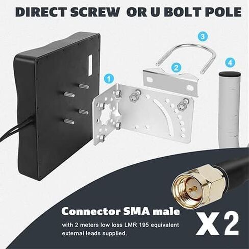 Maswell 5G Antenna Outdoor 2X2 MIMO | Up to 7.5dBi Cellular 600-8000MHz Omni Cross Polarized 4G LTE UWB 5G NR External Aerial with WiFi 6E for Caravan Home Rugged Router Modem | 2X SMA-Male in Saudi Arabia