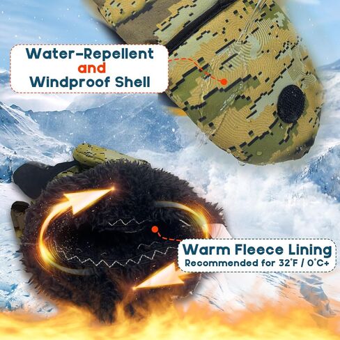 Riverruns Winter Fishing Gloves Convertible Mittens Fingerless for Men Women, Ideal for Ice Fishing, Photography, Hunting, CamoKhaki, L in Saudi Arabia