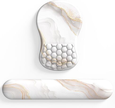 eulps Wrist Rest, Ergonomic Memory Foam Keyboard Wrist Pad & Mousepad Wrist Support Set, with Non-Slip PU Base, Pain Relief for Computer (White Marble) in Kuwait
