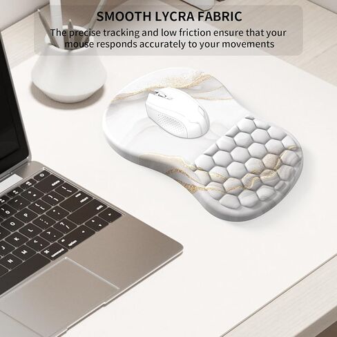 eulps Wrist Rest, Ergonomic Memory Foam Keyboard Wrist Pad & Mousepad Wrist Support Set, with Non-Slip PU Base, Pain Relief for Computer (White Marble) in Kuwait