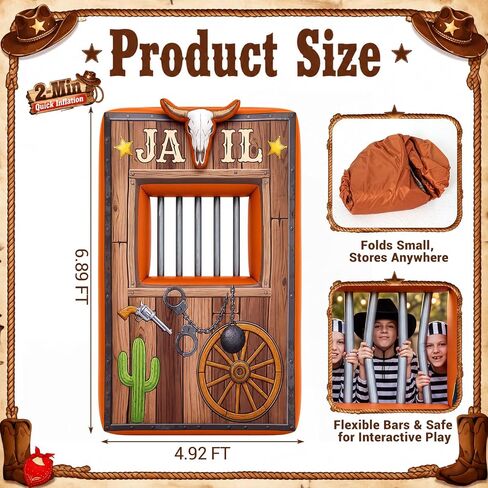 Soulchen 6 x 5 FT Inflatable Western Jail Cell Decor with LED in Kuwait