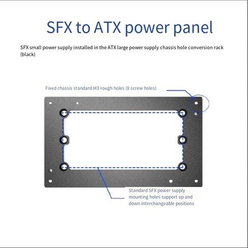 ATX Power Supply to SFX Power Supply Bracket SFX Power Supply to ATX Power Supply Fixed Chassis Hole Conversion Frame Easy to Use in Saudi Arabia