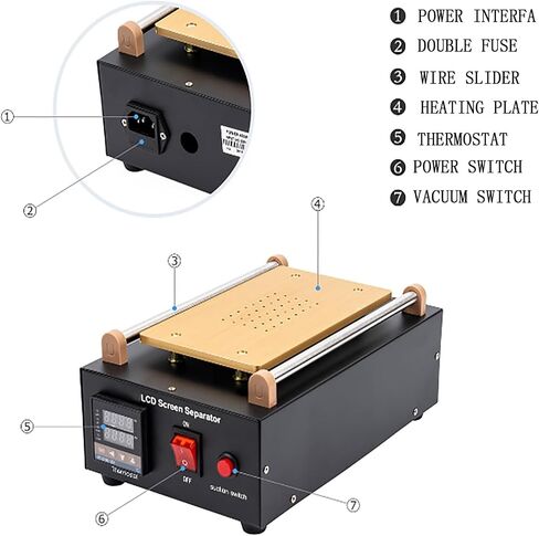 LCD Screen Separator Machine, 400w 8" Digital LCD Screen Separator, with Built-in Long-Lasting Vacuum Pump, 50°c~180c Temperature Adjustable, for Phone Touch Screen Repair in Saudi Arabia