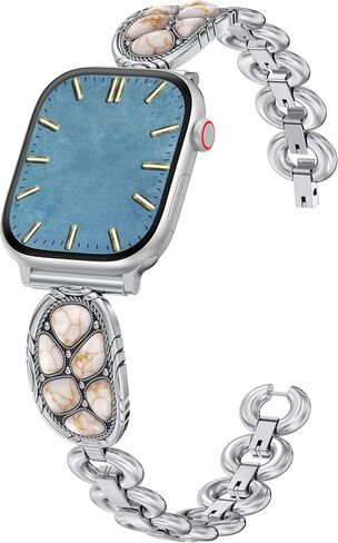 Minyee Turquoise Stone Bracelet Compatible with Apple Watch Band Women 42/46/38/40/41/44/45/49mm, Western Boho Cowboy Retro Adjustable Metal Strap for iWatch Series 11 10 9 8 7 6 5 4 Ultra/SE 3 2 1 in Saudi Arabia