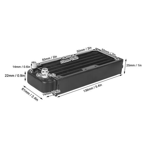 Water Cooling Radiator Computer Accessory Aluminum Black Anti & #8209;Oxida in Saudi Arabia