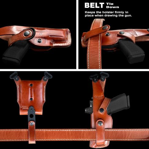 Optic Ready/Red Dot Compatible Premium Leather Vertical Shoulder Holster System with Double Magazine Carrier – Fits P320 Compact w/Rail 9mm 3.9-inch, RH Draw, Brown #1300# in Saudi Arabia