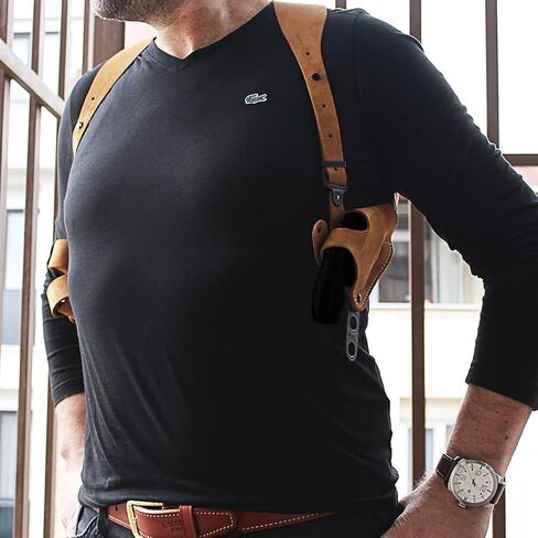 Masc Premium Suede Leather Shoulder Holster System with Double Speed Loader Pouch, Fits Super Redhawk Alaskan Shroud Barrel 480/454 Casull 45C 2.50-inch, Right-Hand Draw, Brown Color #1478# in Saudi Arabia