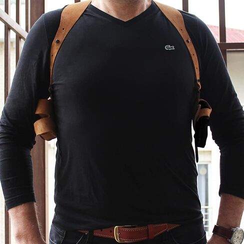 Masc Premium Suede Leather Shoulder Holster System with Double Speed Loader Pouch, Fits Super Redhawk Alaskan Shroud Barrel 480/454 Casull 45C 2.50-inch, Right-Hand Draw, Brown Color #1478# in Saudi Arabia