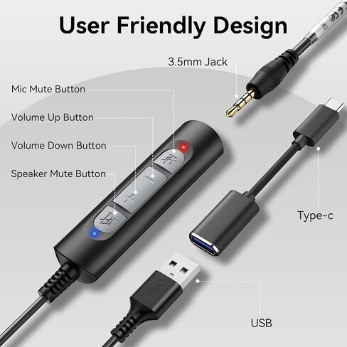 Wantek Headset wtih Mic, USB Headset with Microphone for PC, Computer Headset with Noise Canceling Microphone with Mute for Work Home Office Online Zoom Meetings in Saudi Arabia