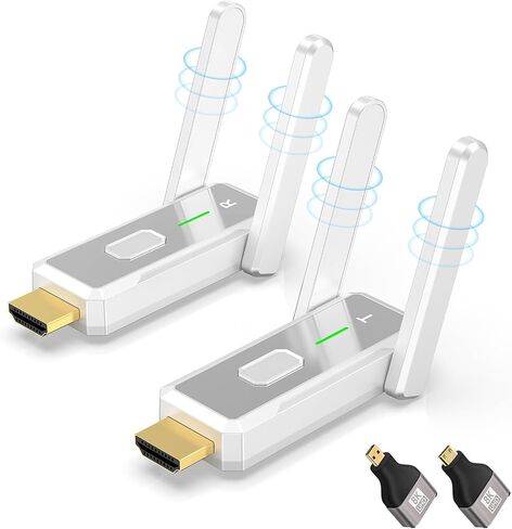 جهاز إرسال HDMI لاسلكي و4 أجهزة استقبال، 500 قدم/150 متر، توصيل وتشغيل 2.4 جيجا+5 جيجا، نقل الصوت والفيديو بدقة 1080 بكسل، مناسب لأجهزة الكمبيوتر المحمولة وأجهزة الكمبيوتر المكتبية وصناديق التلفزيون وأجهزة العرض إلى الشاشات in Kuwait