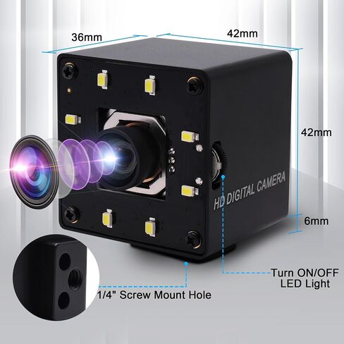 SVPRO 12MP USB Camera with Light, 4K 30fps/1080P 120fps High Speed Lightburn Camera, IMX577 Low Light USB External Computer Webcam with Wide Angle for PC Laptop,Linux,Windows,Android,MacOS in Saudi Arabia
