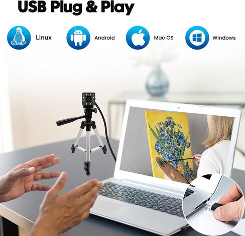 SVPRO 12MP USB Camera with Light, 4K 30fps/1080P 120fps High Speed Lightburn Camera, IMX577 Low Light USB External Computer Webcam with Wide Angle for PC Laptop,Linux,Windows,Android,MacOS in Saudi Arabia