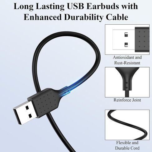 USB Earbuds for PC Laptop Computer with Mic Wired Headphones 7.5FT Black in Saudi Arabia