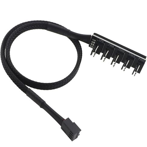 2PCS 1 to 5 PWM PC Case Fan Hub 1 Channel to 5 Channels Self Adhesive Electronic Power Extension Cable for PC CPU Motherboard Cooling Case 40cm Black in Saudi Arabia