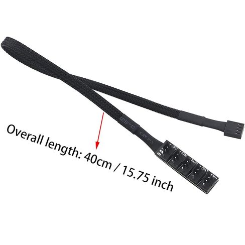 2PCS 1 to 5 PWM PC Case Fan Hub 1 Channel to 5 Channels Self Adhesive Electronic Power Extension Cable for PC CPU Motherboard Cooling Case 40cm Black in Saudi Arabia