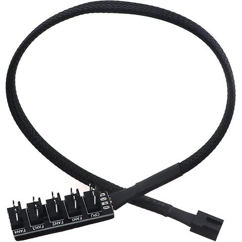 2PCS 1 to 5 PWM PC Case Fan Hub 1 Channel to 5 Channels Self Adhesive Electronic Power Extension Cable for PC CPU Motherboard Cooling Case 40cm Black in Saudi Arabia