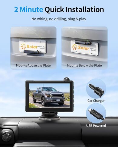 Solar Wireless Backup Camera with 1080P Monitor 2 Min Easy Install in Saudi Arabia