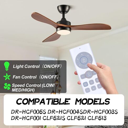 Replacement Remote Control for Dreo Smart Ceiling Fan with Lights, Compatible Models DR-HCF005S DR-HCF004S DR-HCF003S DR-HCF001 CLF521S CLF521 CLF513, Support 6 Speeds, 3 Fan Mode, Dimmable etc in Saudi Arabia