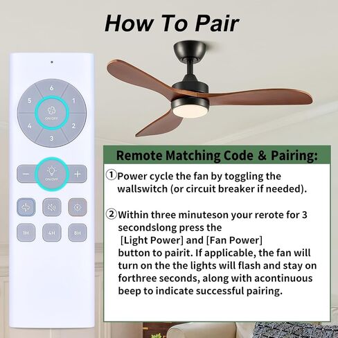 Replacement Remote Control for Dreo Smart Ceiling Fan with Lights, Compatible Models DR-HCF005S DR-HCF004S DR-HCF003S DR-HCF001 CLF521S CLF521 CLF513, Support 6 Speeds, 3 Fan Mode, Dimmable etc in Saudi Arabia
