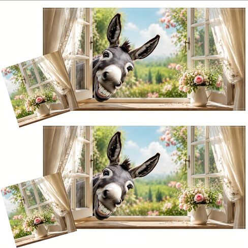 2 Pcs Fluorescent Light Covers for Drop Ceiling, Magnetic Fabric Diffuser, 4x2 Feet, for Office, School, Hospital, Home(Naughty Donkey) in Saudi Arabia