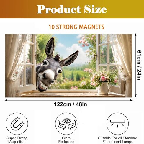 2 Pcs Fluorescent Light Covers for Drop Ceiling, Magnetic Fabric Diffuser, 4x2 Feet, for Office, School, Hospital, Home(Naughty Donkey) in Saudi Arabia