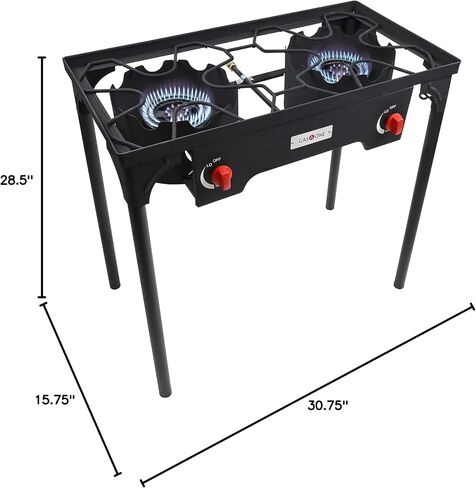 Gas One B-4545A Propane Double Burner Two Burner Camp Stove Outdoor High Pressure Propane 2 Burner Adjustable PSI Regulator and 4ft Hose With Removable Legs in Saudi Arabia