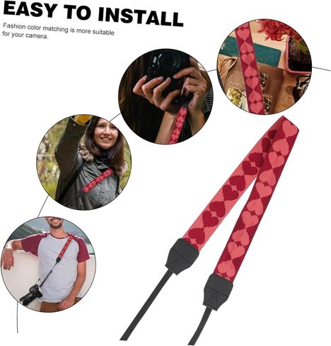 Polyester Woven Faux Leather Camera Strap Sling Belt, Red Shoulder and Neck Strap for Travel and Photography Use in Kuwait