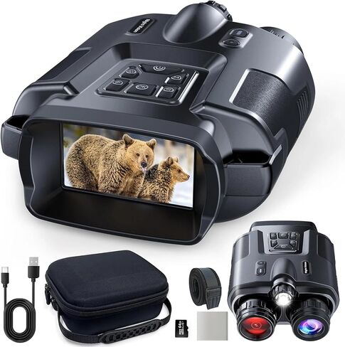 4K Night Vision Binoculars 32GB Infrared Night Vision Goggles 3" Large Screen 8X Digital Zoom Tactical Light for Camping Hunting in Saudi Arabia