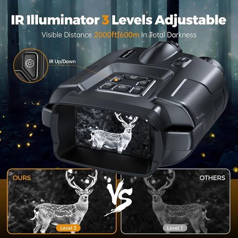 4K Night Vision Binoculars 32GB Infrared Night Vision Goggles 3" Large Screen 8X Digital Zoom Tactical Light for Camping Hunting in Saudi Arabia